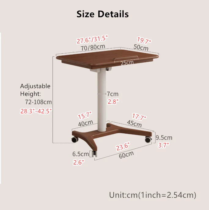 Liftable and Adjustable Solid Wood Laptop Desk with Universal Wheels - Image 9
