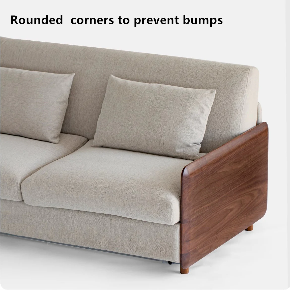 Light Luxury Walnut Wood Armrest Sleeper Sofa Bed with Mattress - Image 11