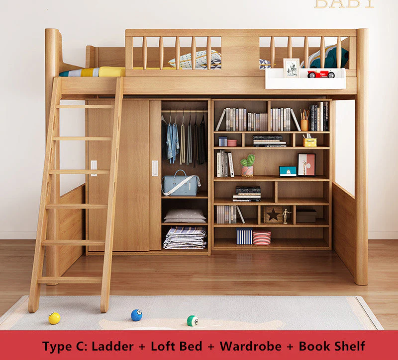 Loft Bed with Wardrobe and Book Shelf and Desk - Image 3