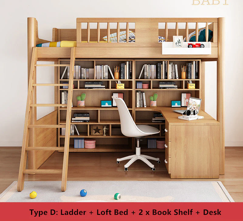 Loft Bed with Wardrobe and Book Shelf and Desk - Image 4