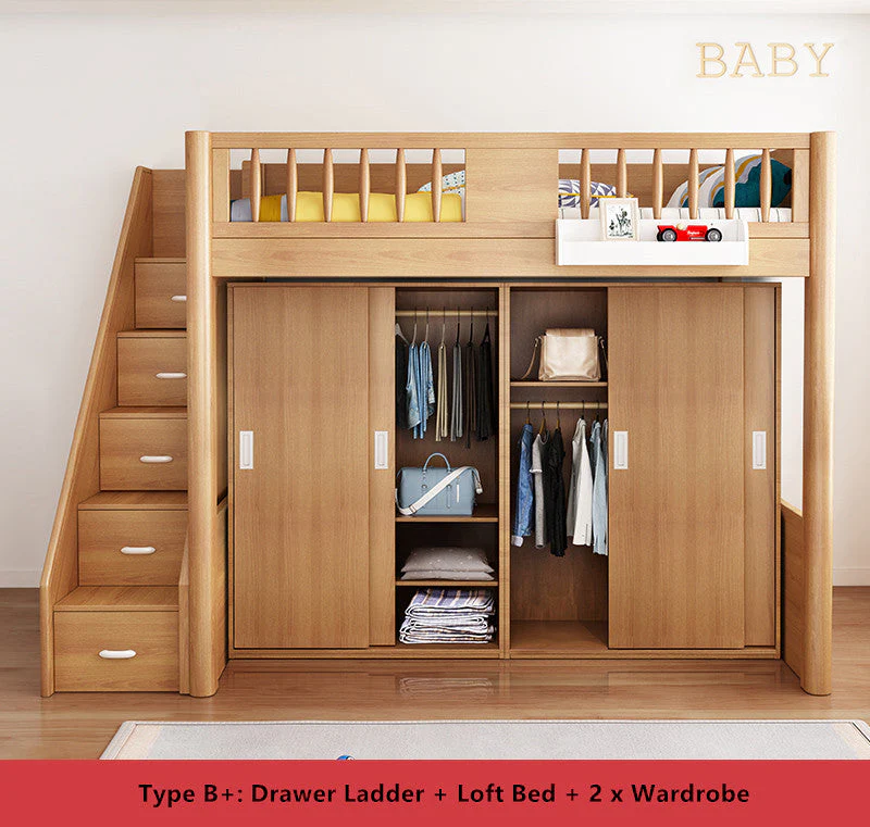 Loft Bed with Wardrobe and Book Shelf and Desk - Image 6
