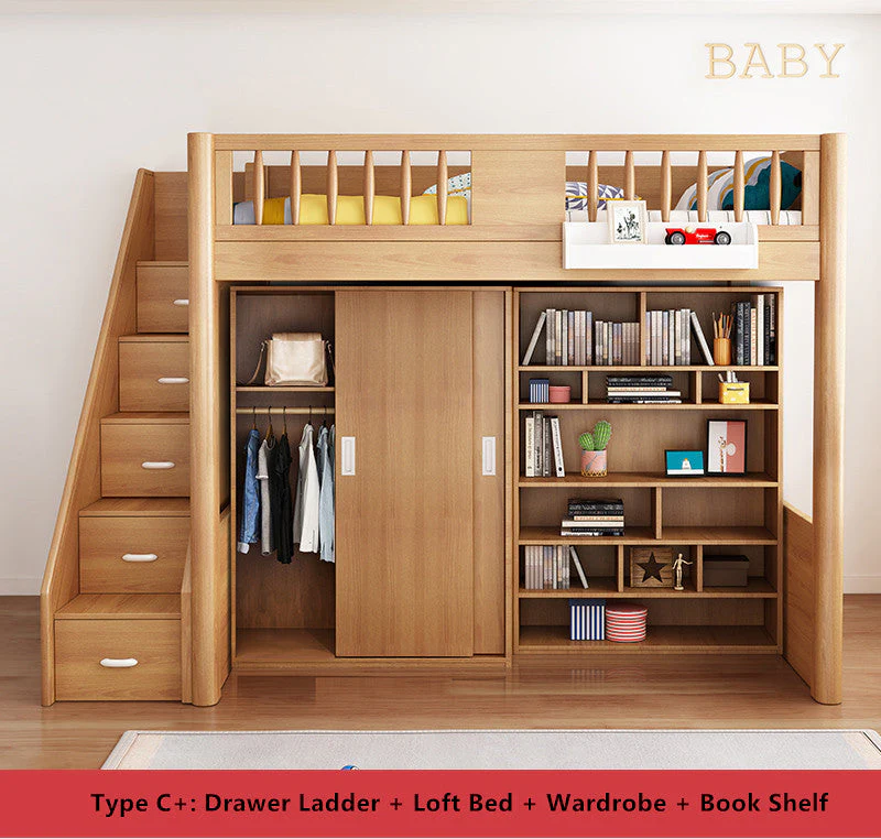 Loft Bed with Wardrobe and Book Shelf and Desk - Image 7