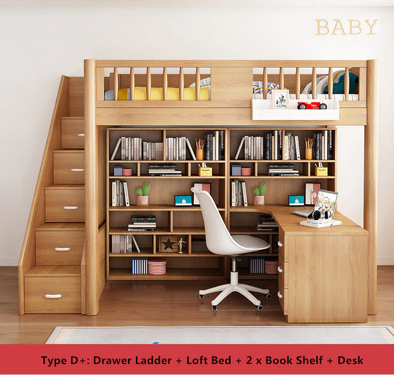 Loft Bed with Wardrobe and Book Shelf and Desk - Image 8
