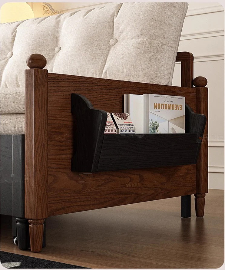 MARKSI Printed Fabric Sofa Bed with Rotating Armrest Table and Portable Storage Box - Image 6
