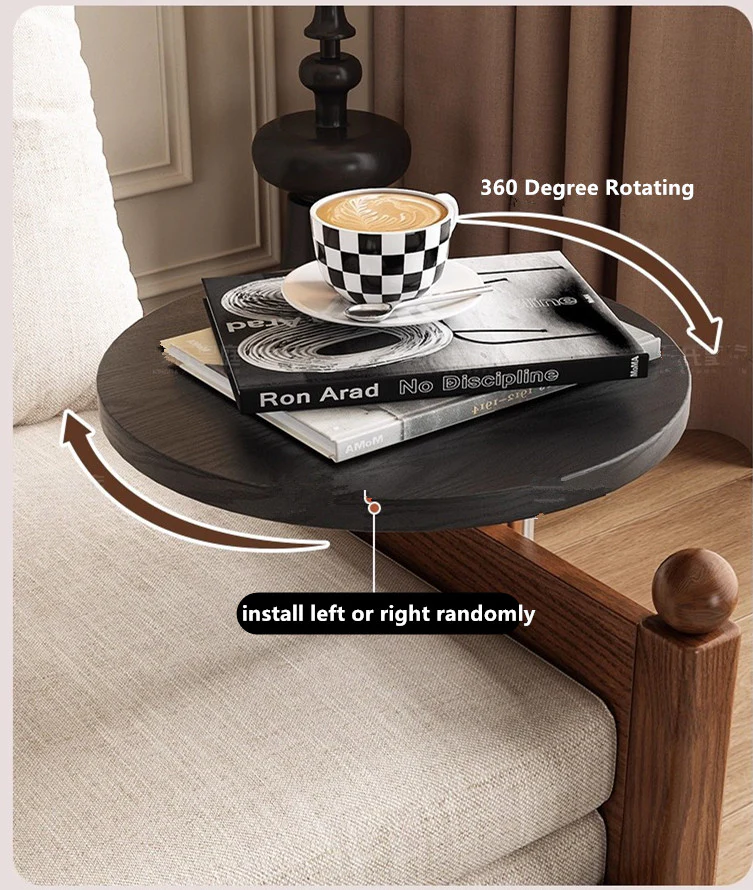 MARKSI Printed Fabric Sofa Bed with Rotating Armrest Table and Portable Storage Box - Image 7