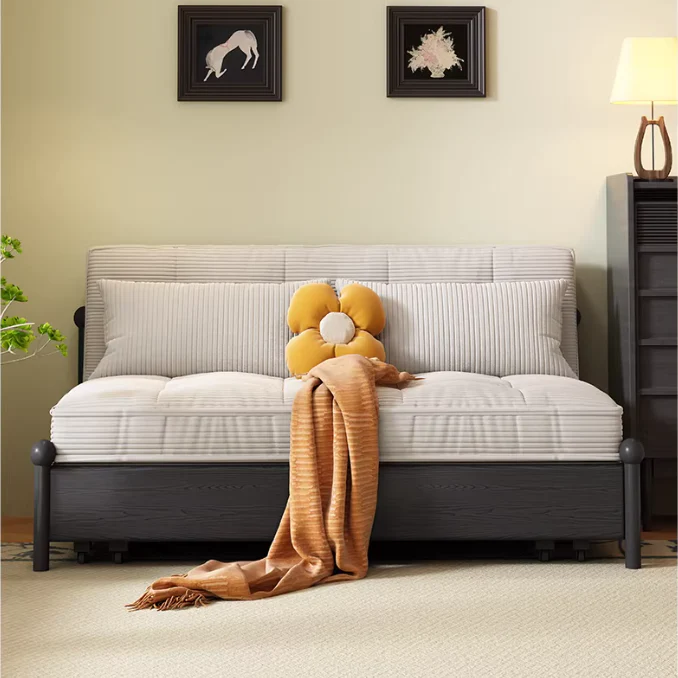Metal Frame Corduroy Fabric Sofa Bed with Underneath Storage - Image 13