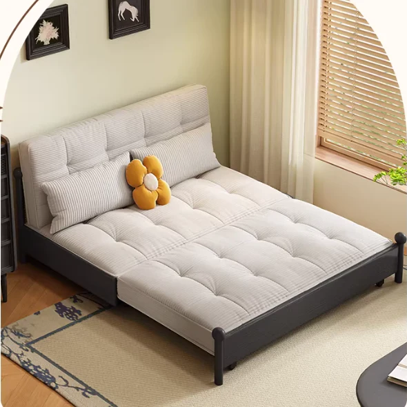 Metal Frame Corduroy Fabric Sofa Bed with Underneath Storage - Image 14