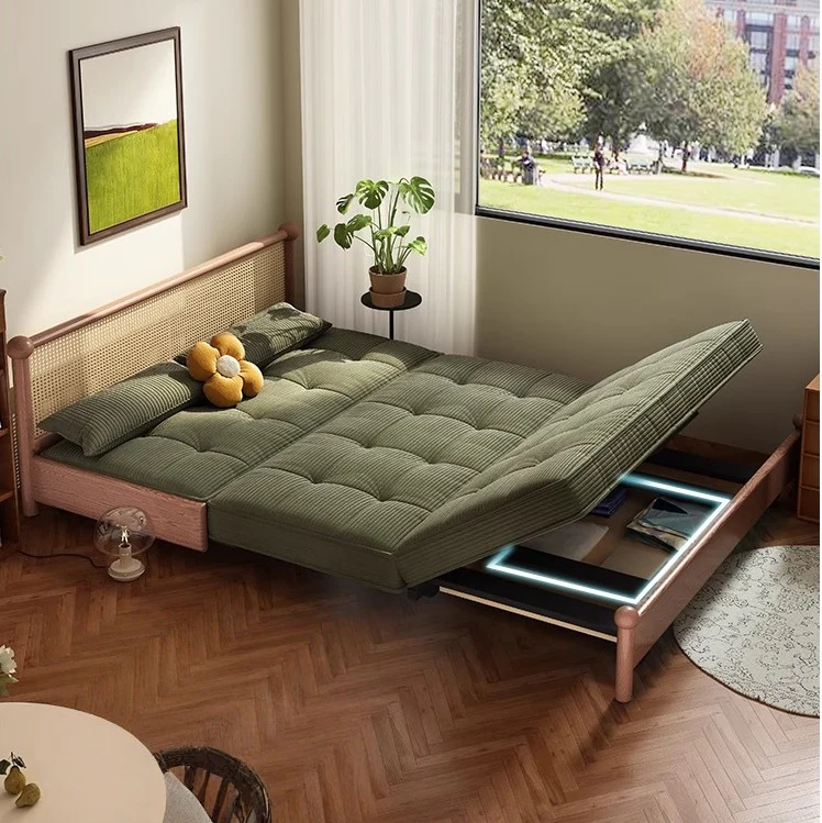 Metal Frame Corduroy Fabric Sofa Bed with Underneath Storage - Image 6