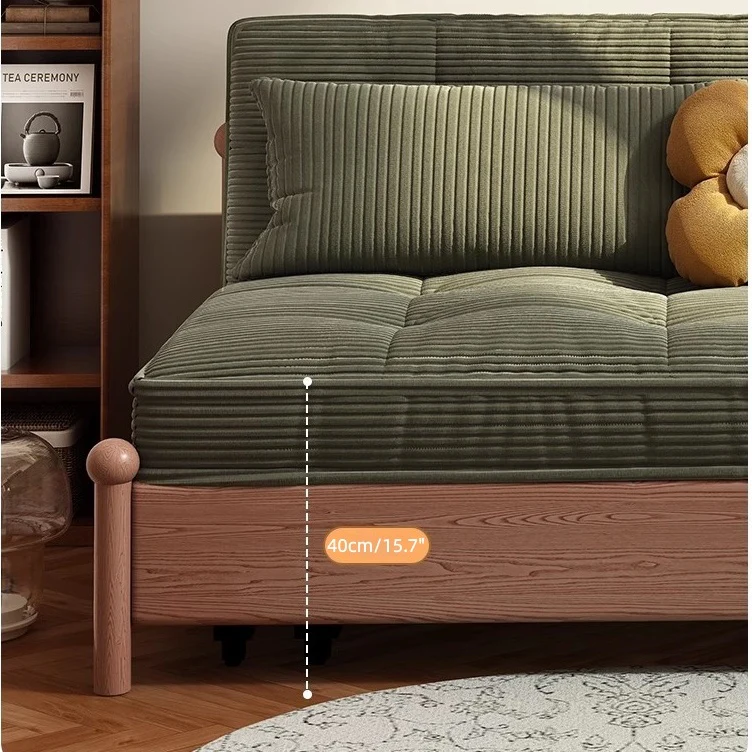 Metal Frame Corduroy Fabric Sofa Bed with Underneath Storage - Image 7