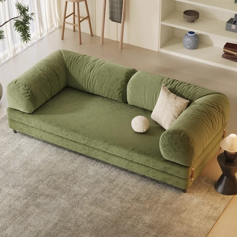 Metal Frame Corduroy Fabric Upholstered Sofa Bed - Image 12