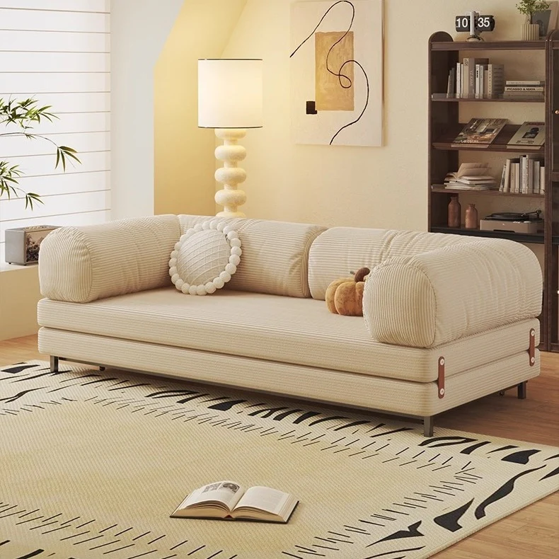 Metal Frame Corduroy Fabric Upholstered Sofa Bed - Image 2