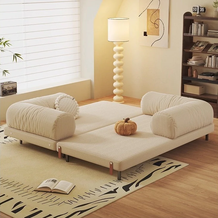 Metal Frame Corduroy Fabric Upholstered Sofa Bed - Image 5
