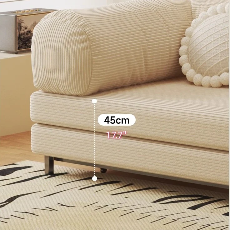 Metal Frame Corduroy Fabric Upholstered Sofa Bed - Image 7