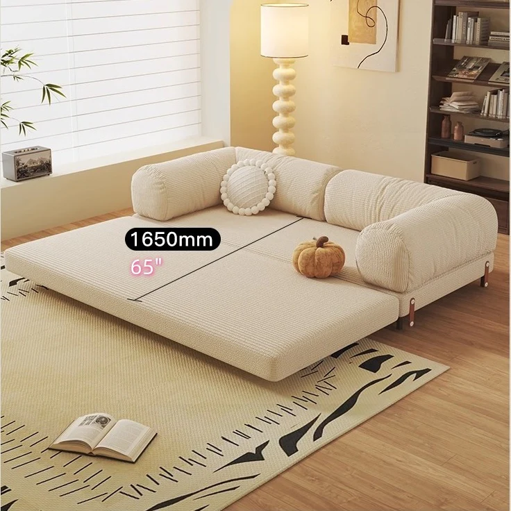 Metal Frame Corduroy Fabric Upholstered Sofa Bed - Image 9