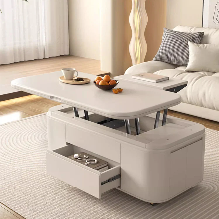 Minimalist Style Lifting Tabletop Multifunctional Coffee Table With Stools - Image 6
