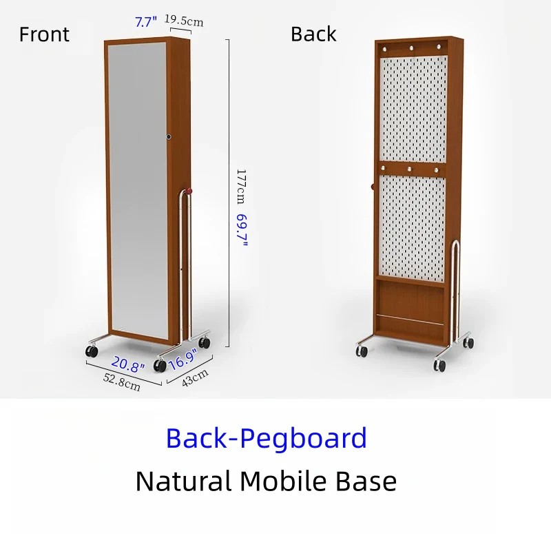 Mobile Jewelry Armoire Organizer with Full-Length Mirror and Fingerprint Lock - Image 16
