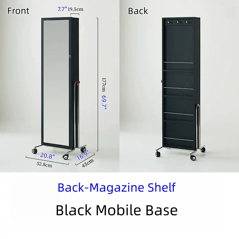 Mobile Jewelry Armoire Organizer with Full-Length Mirror and Fingerprint Lock - Image 19
