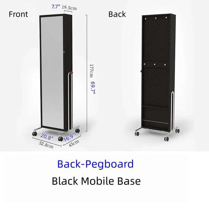 Mobile Jewelry Armoire Organizer with Full-Length Mirror and Fingerprint Lock - Image 20