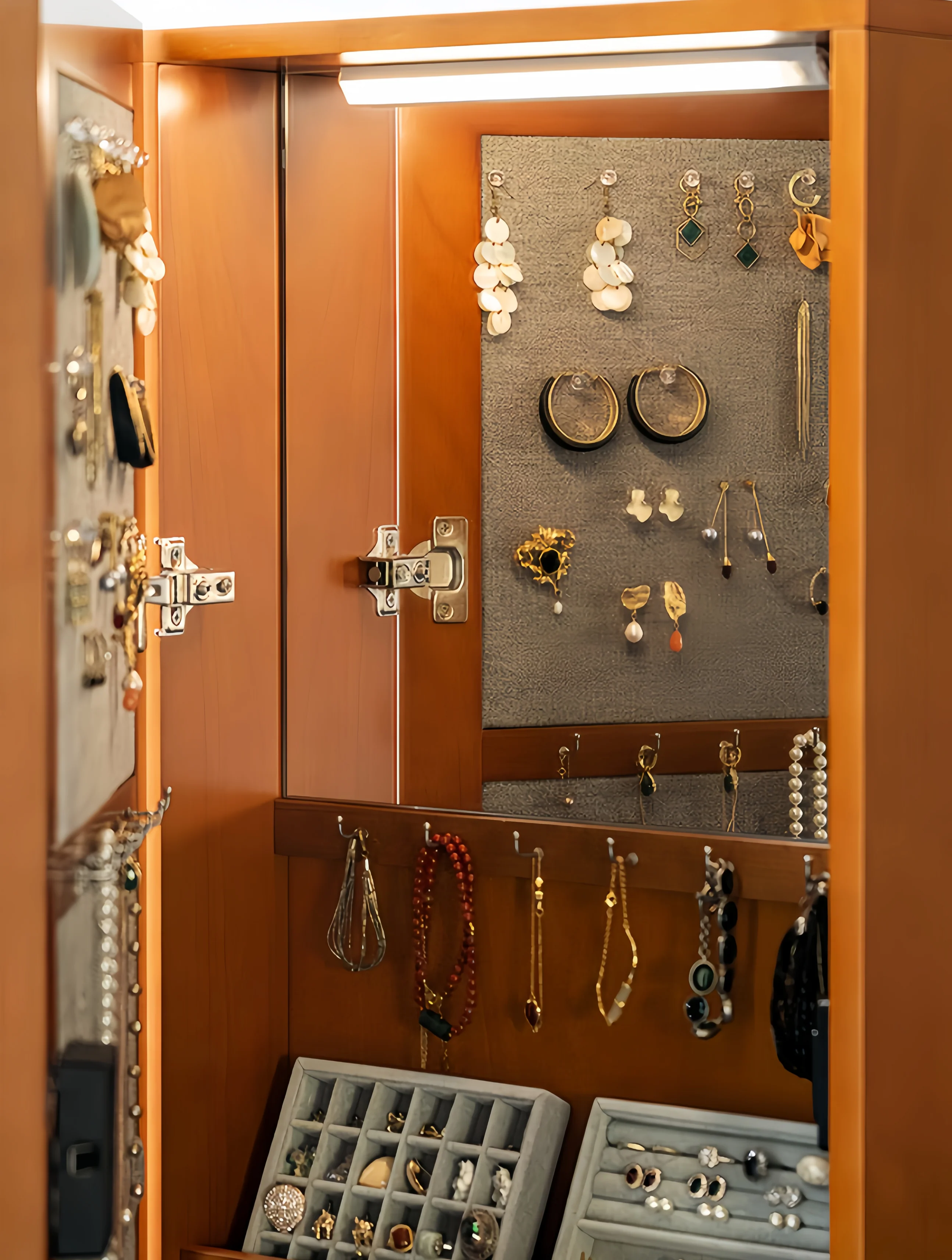 Mobile Jewelry Armoire Organizer with Full-Length Mirror and Fingerprint Lock - Image 5