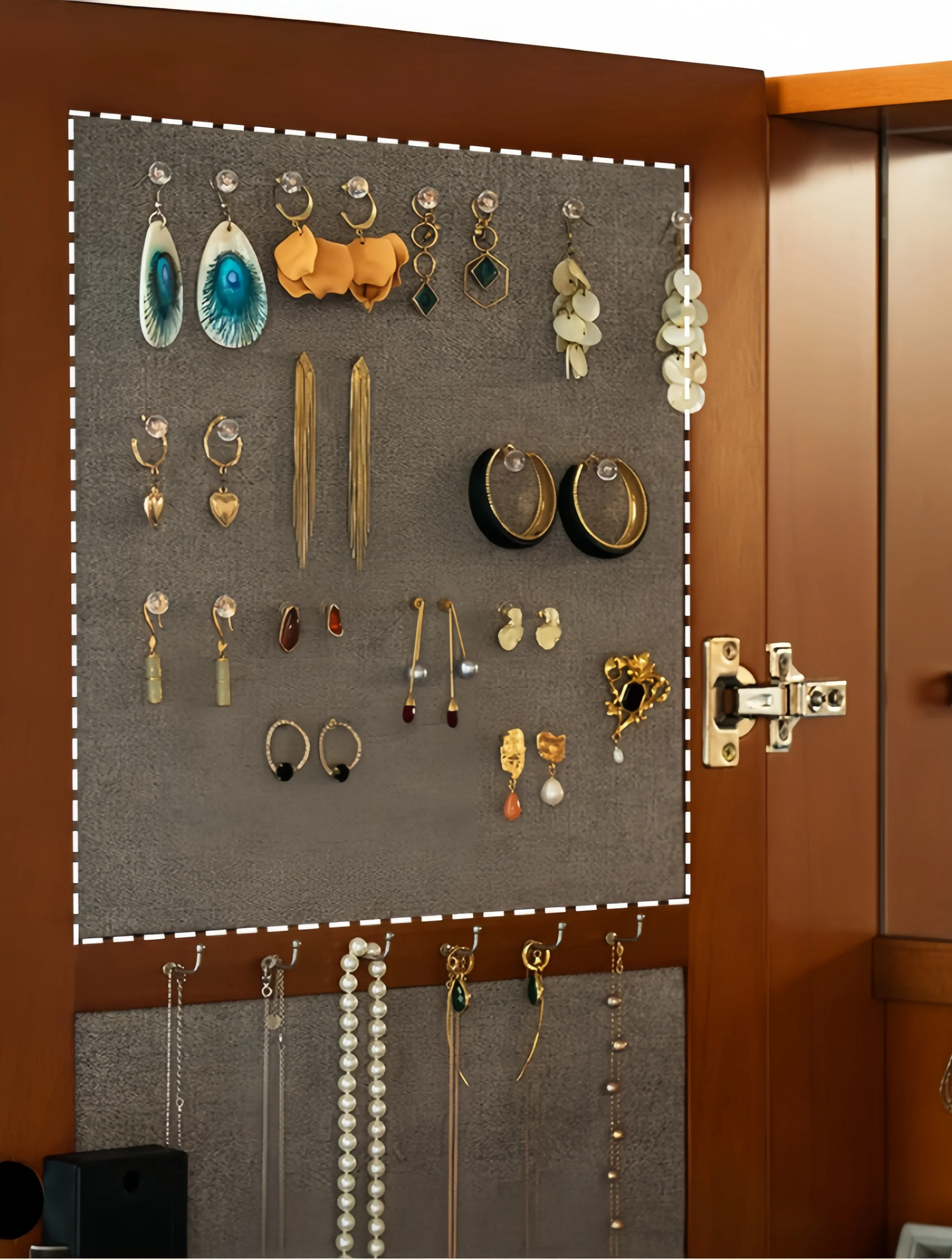 Mobile Jewelry Armoire Organizer with Full-Length Mirror and Fingerprint Lock - Image 7