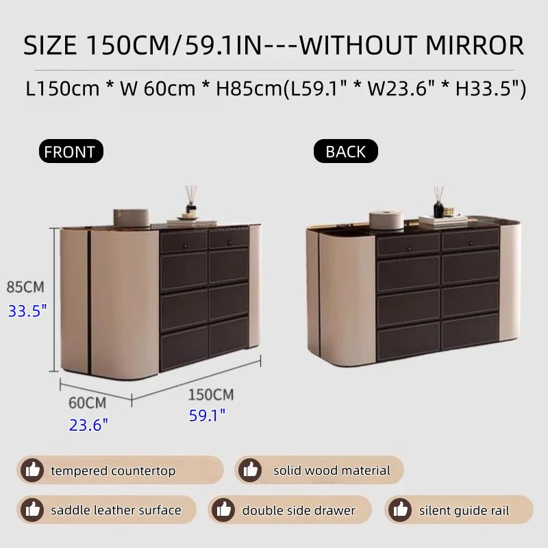 Modern Closet Island Storage Cabinet with Brown Tempered Glass Top - Image 10