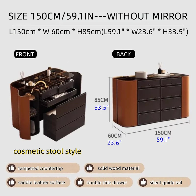 Modern Closet Island Storage Cabinet with Brown Tempered Glass Top - Image 11