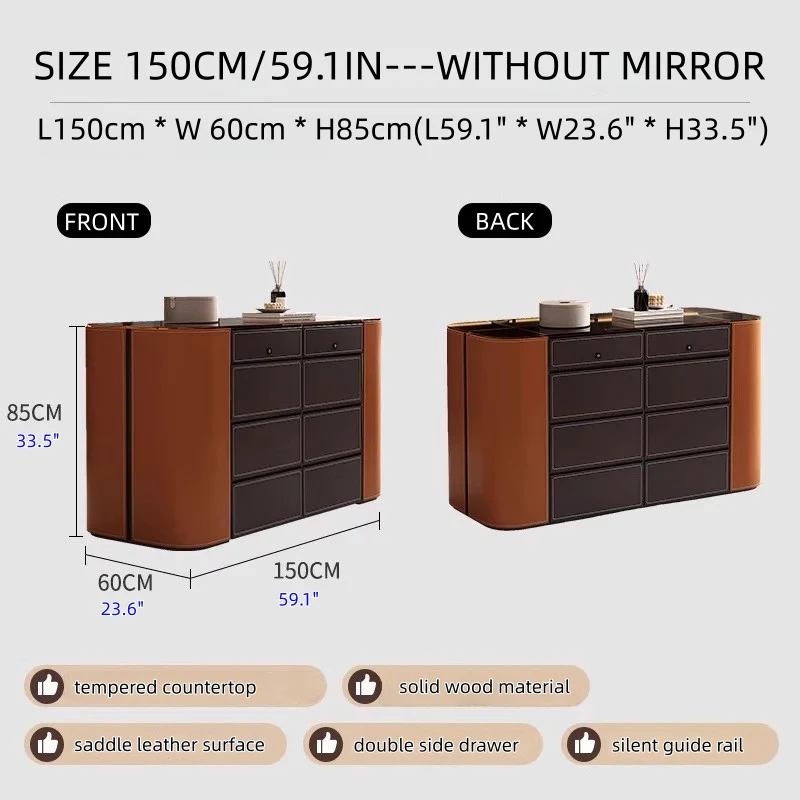 Modern Closet Island Storage Cabinet with Brown Tempered Glass Top - Image 12