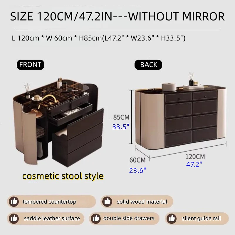 Modern Closet Island Storage Cabinet with Brown Tempered Glass Top - Image 13