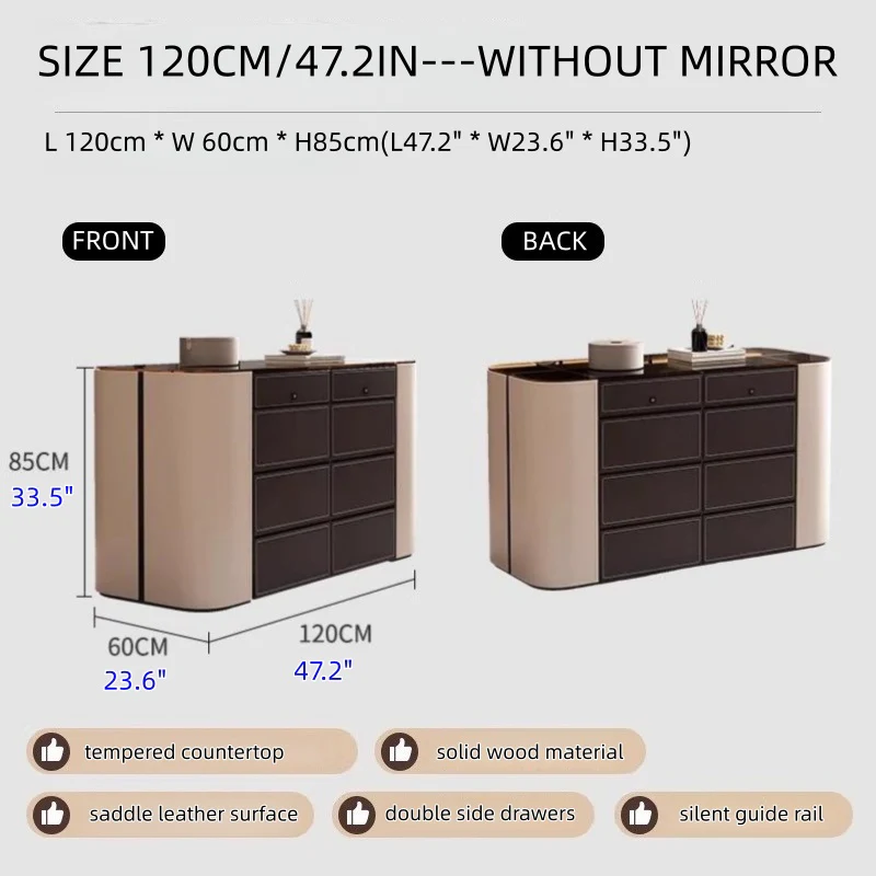 Modern Closet Island Storage Cabinet with Brown Tempered Glass Top - Image 14