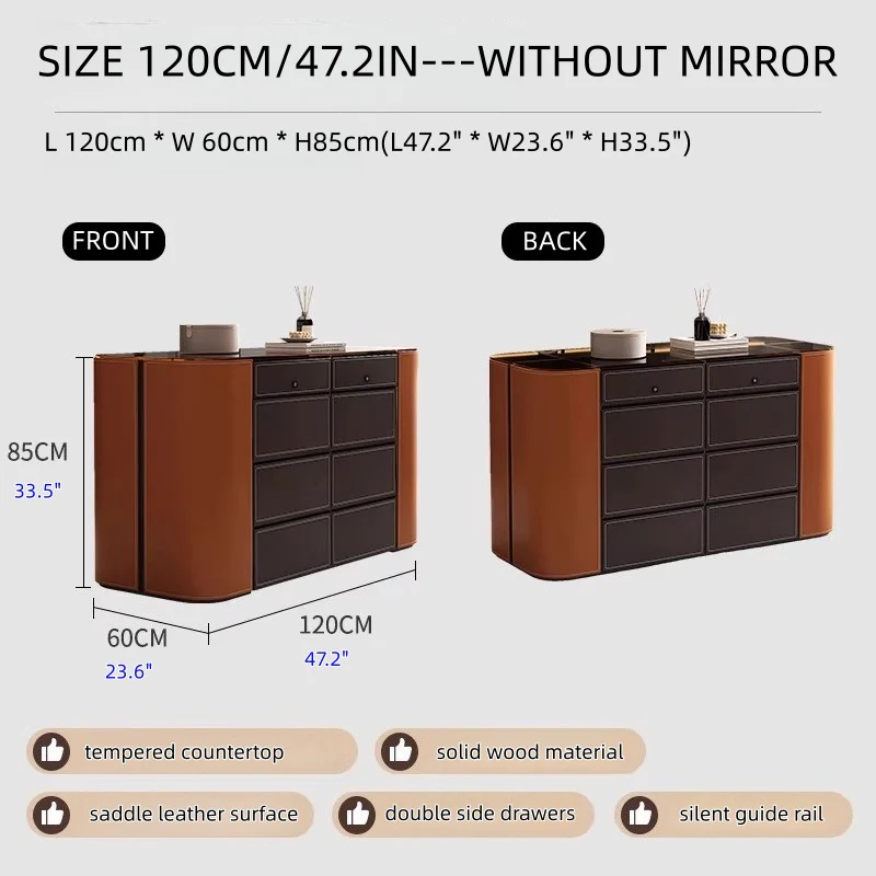 Modern Closet Island Storage Cabinet with Brown Tempered Glass Top - Image 15