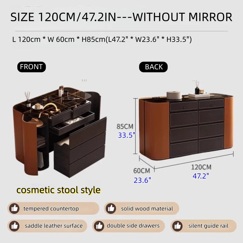 Modern Closet Island Storage Cabinet with Brown Tempered Glass Top - Image 16