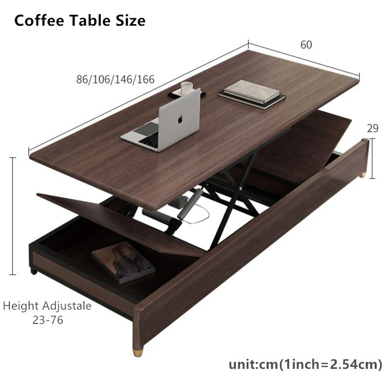 Modern Convertible Sofa Bed with Electric Liftable Coffee Table - Image 5