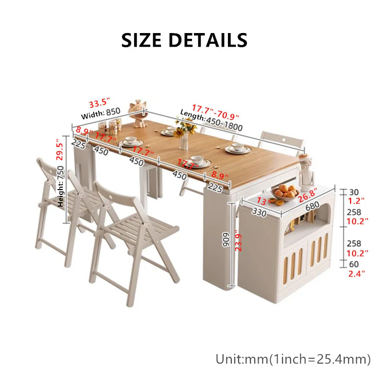 Modern Extendable Dining Table With 4 Marble Leaves and Storage Sideboard Cabinet - Image 15