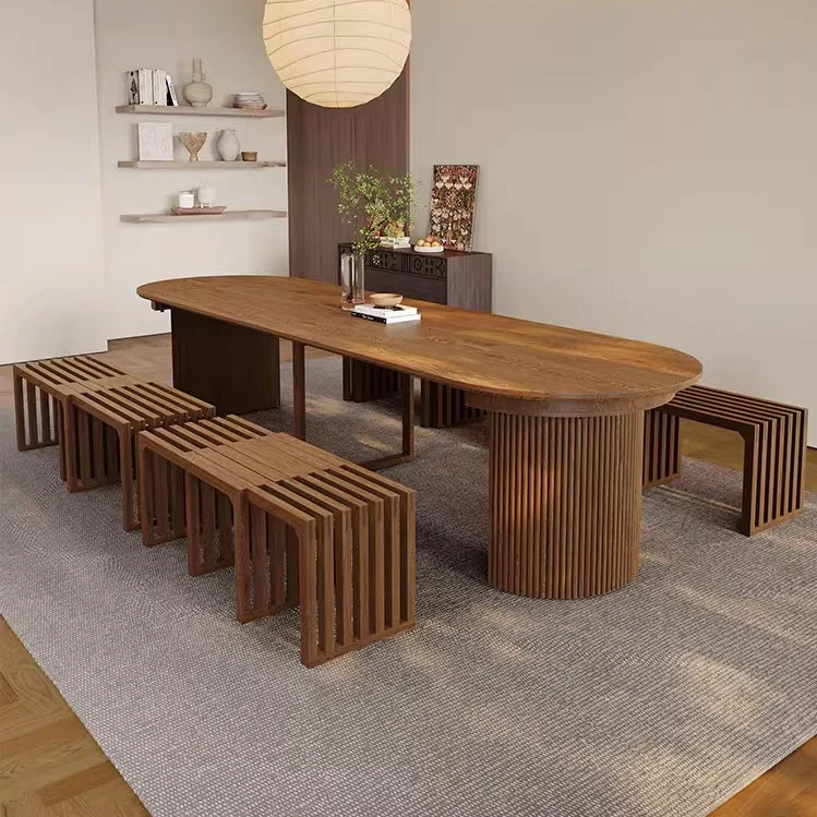 Modern Extendable Round Dining Table with Adjustable Tabletop Leaves - Image 4