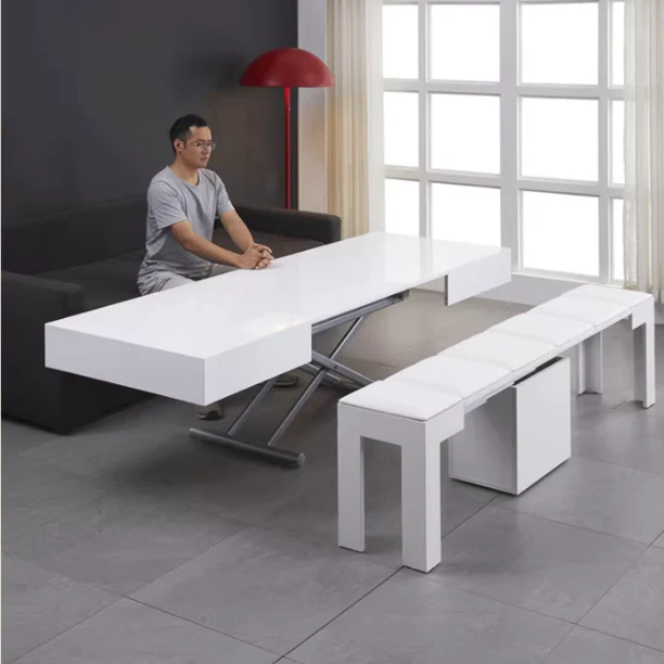 2-in-1 Transformable Dining Table & Coffee Table with Up and Down Mechanism - Image 9