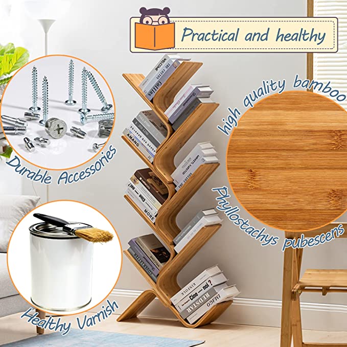 Modern Floor Standing Curved Tree Bookcase Made of Bent Bamboo - Image 4