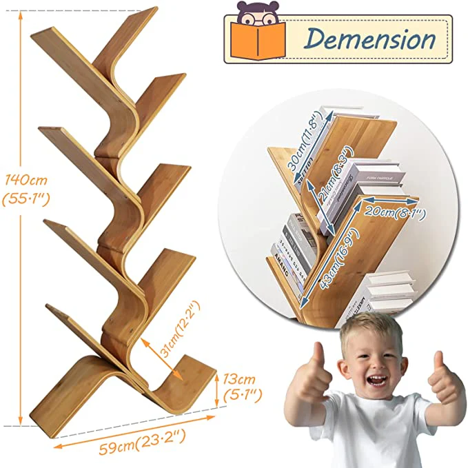 Modern Floor Standing Curved Tree Bookcase Made of Bent Bamboo - Image 5