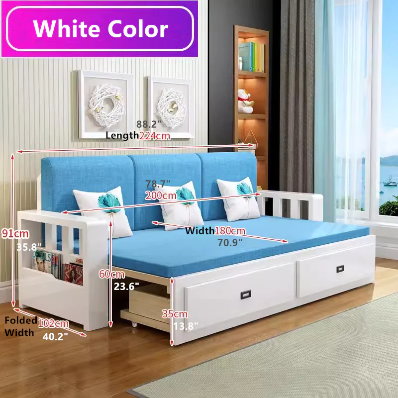 Modern Full Size Sleeper Sofa with Detachable Mattress and Storage Underneath - Image 14