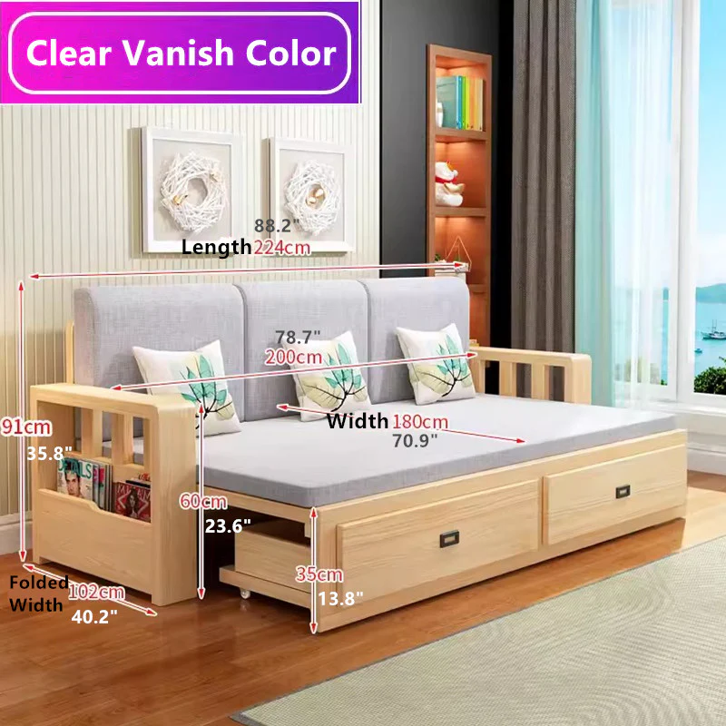 Modern Full Size Sleeper Sofa with Detachable Mattress and Storage Underneath - Image 15