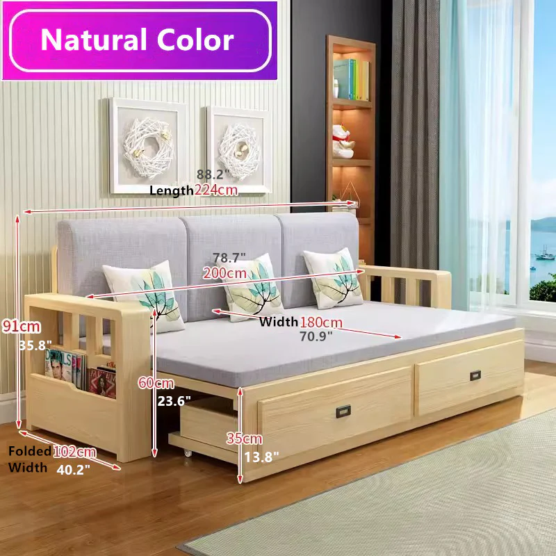 Modern Full Size Sleeper Sofa with Detachable Mattress and Storage Underneath - Image 16