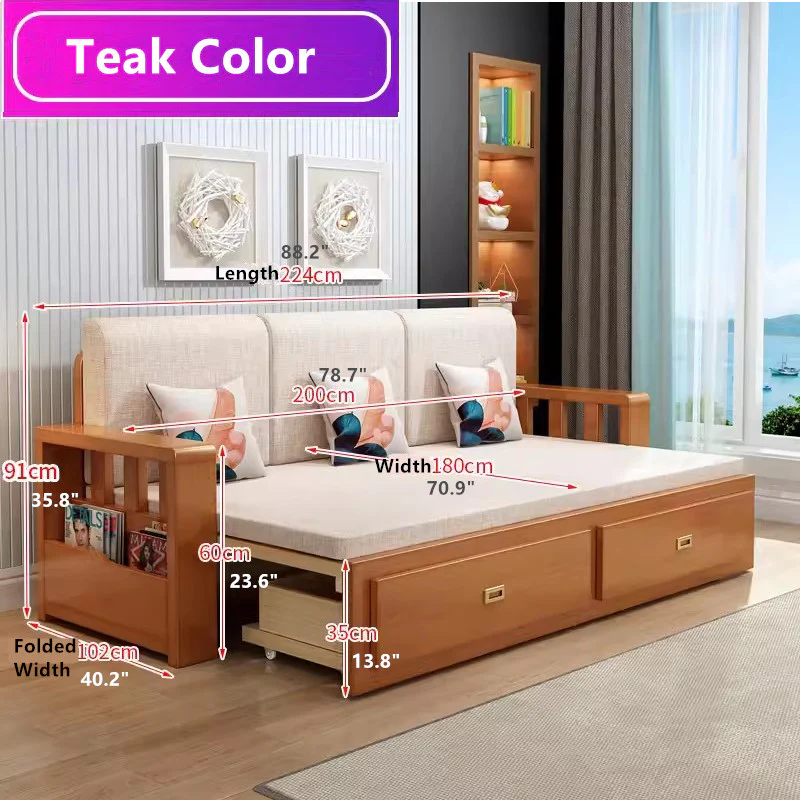 Modern Full Size Sleeper Sofa with Detachable Mattress and Storage Underneath - Image 17