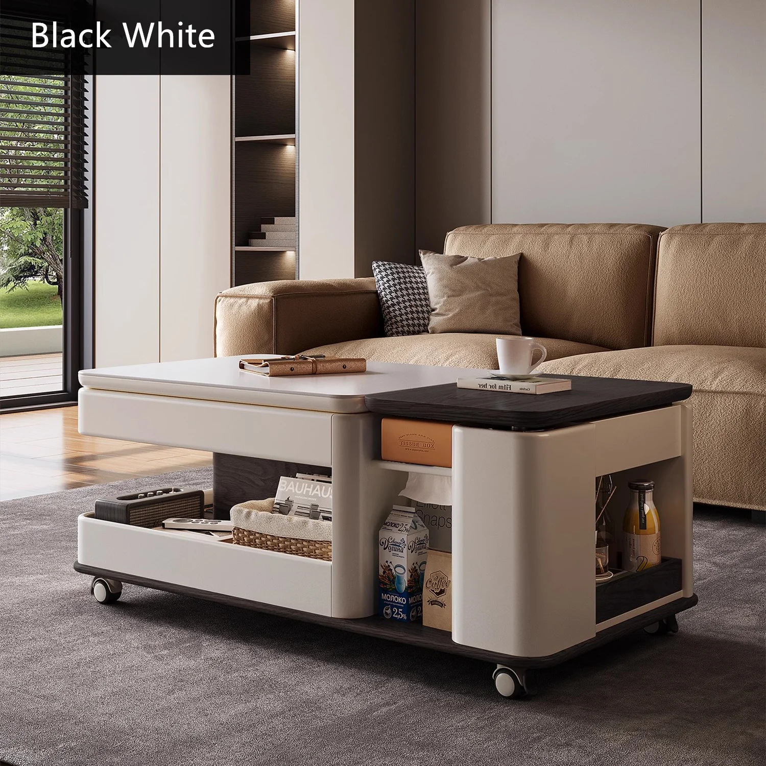 Modern Light Luxury Lifting and Rotating Top Coffee Table - Image 10