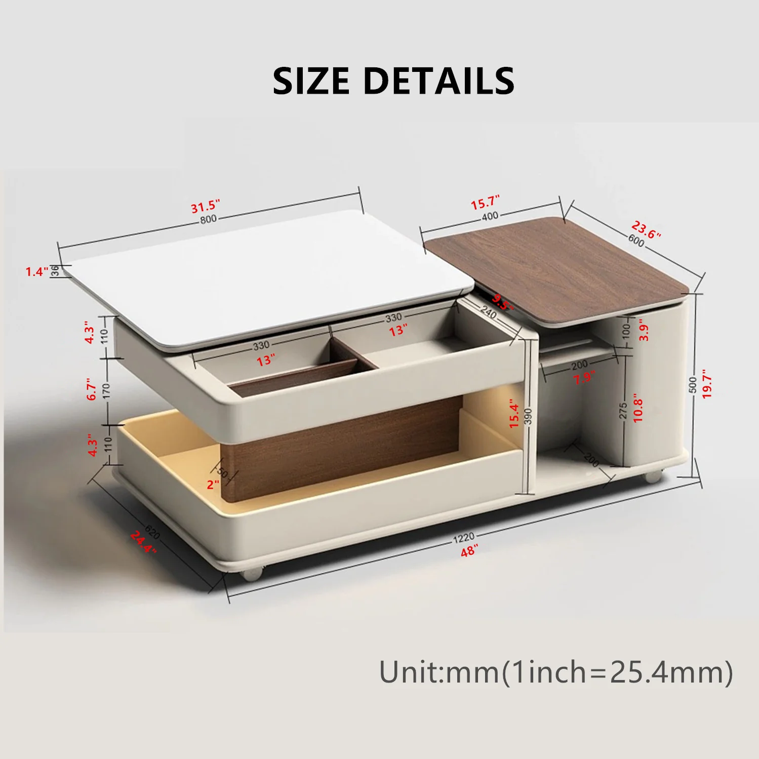 Modern Light Luxury Lifting and Rotating Top Coffee Table - Image 11