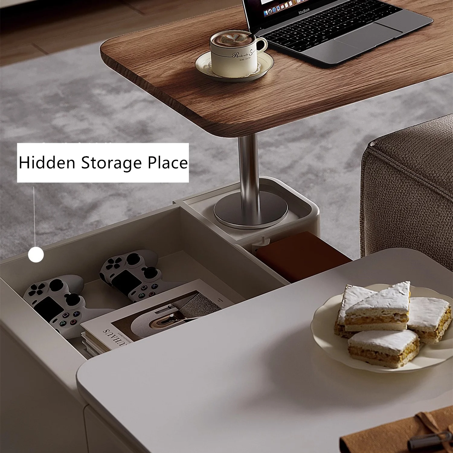 Modern Light Luxury Lifting and Rotating Top Coffee Table - Image 7