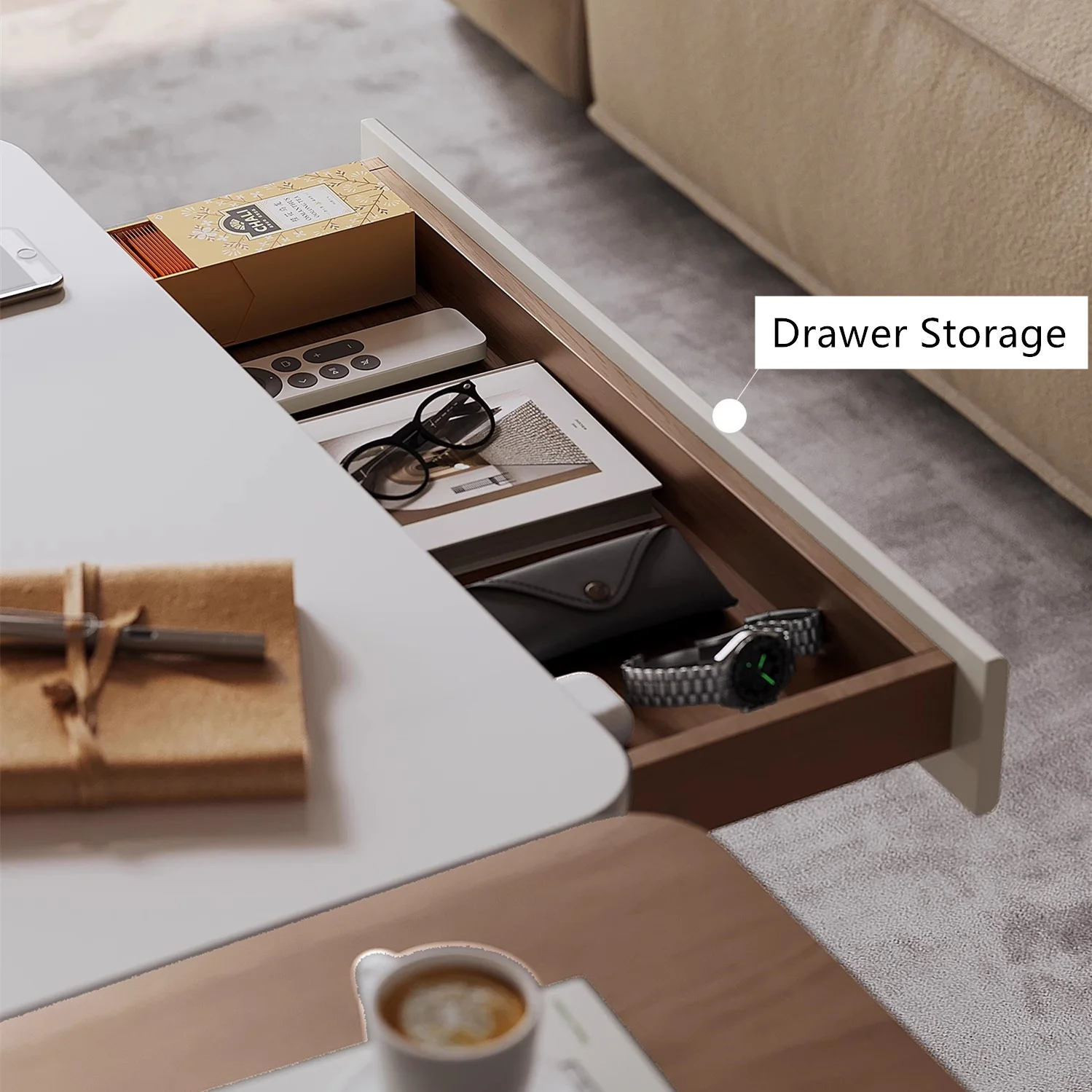 Modern Light Luxury Lifting and Rotating Top Coffee Table - Image 8