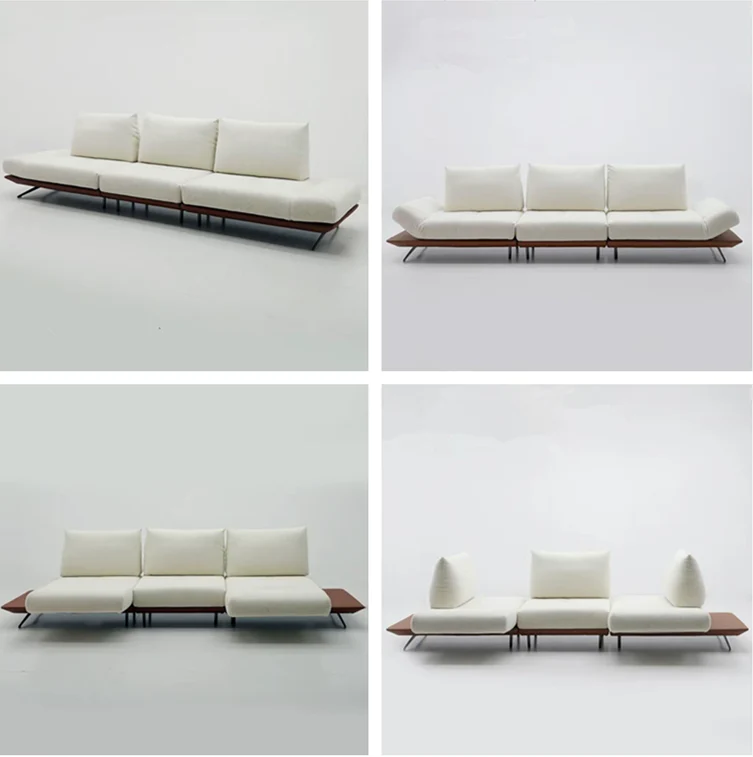 Modern Modular Island Rotating Sofa with Adjustable Armrest and Back Cushion