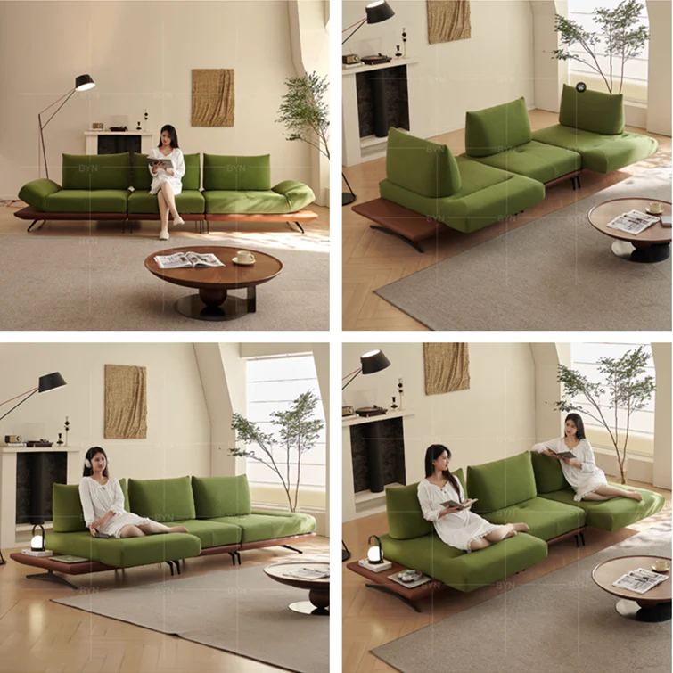 Modern Modular Island Rotating Sofa with Adjustable Armrest and Back Cushion - Image 12