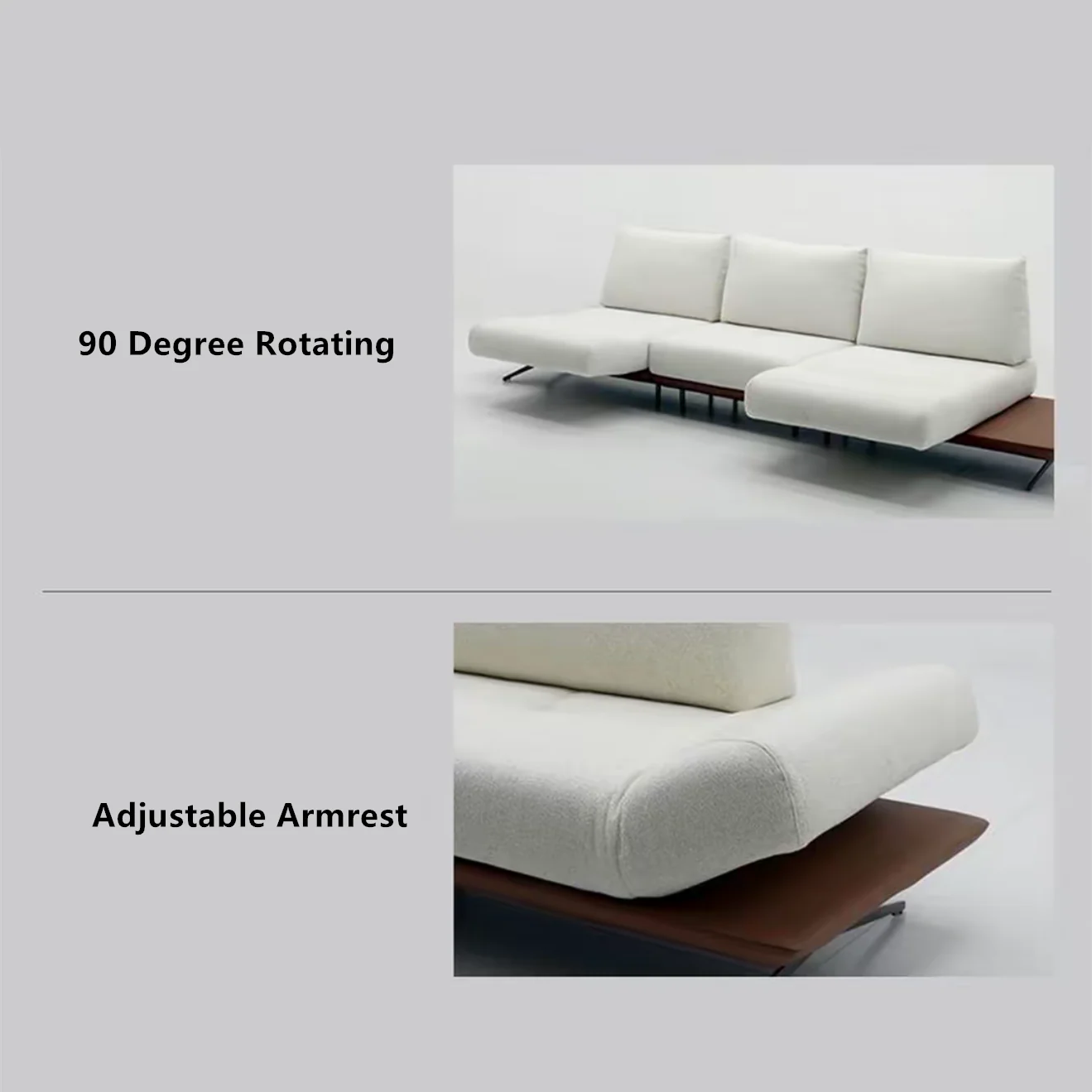 Modern Modular Island Rotating Sofa with Adjustable Armrest and Back Cushion - Image 8