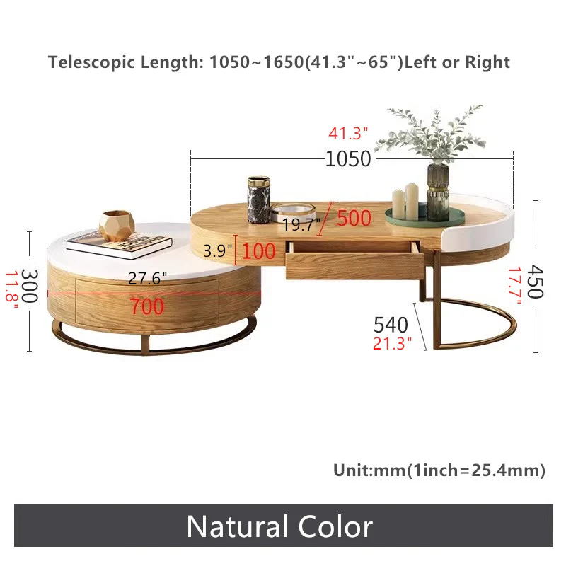 Modern Nordic Light Luxury Round Coffee Table with 4 Storage Drawers - Image 11