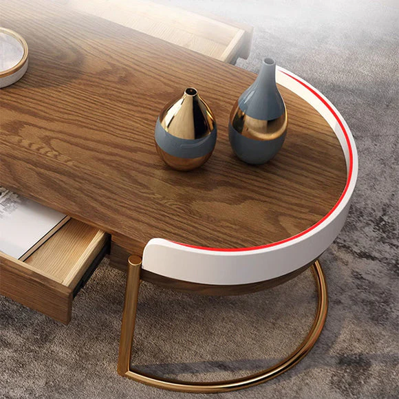 Modern Nordic Light Luxury Round Coffee Table with 4 Storage Drawers - Image 7